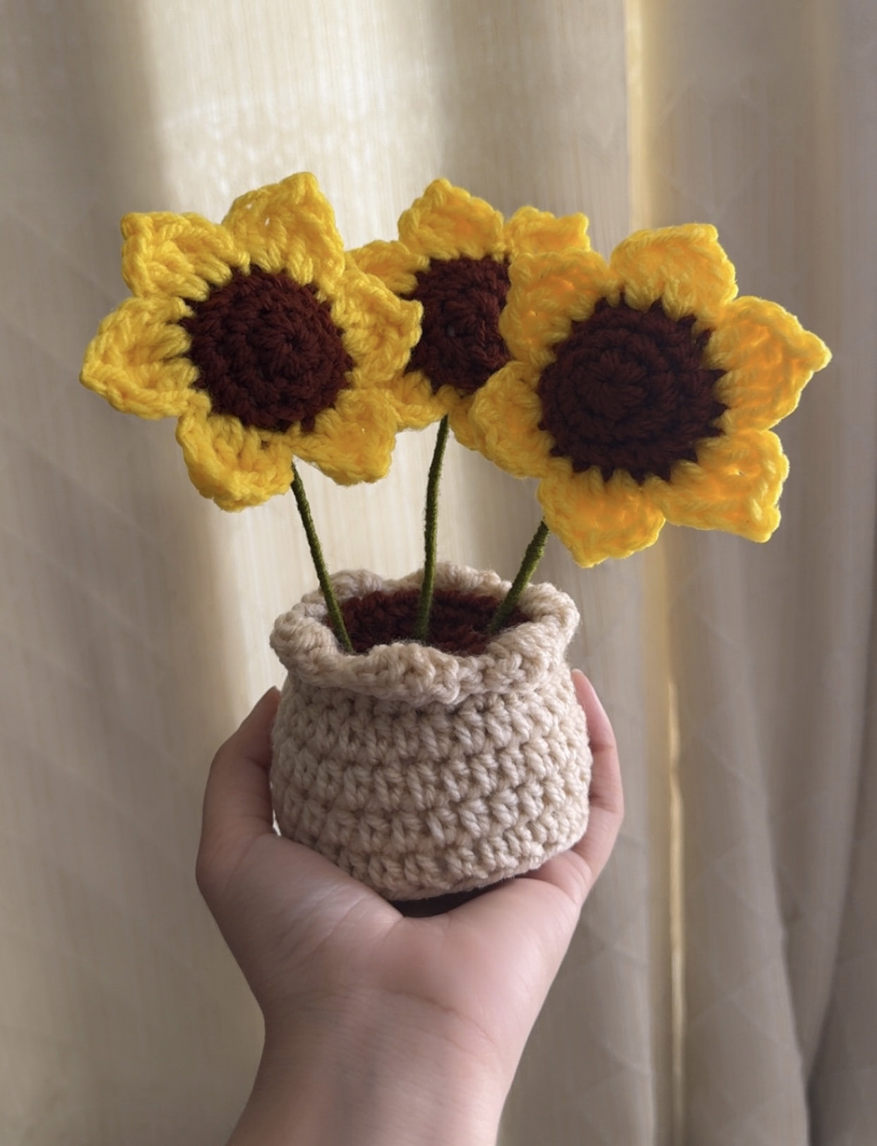 Sunflower pot with 3 sunflowers 🌻( 7 to 8 inches) thumbnail 2